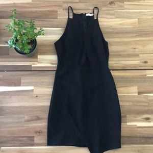 Soprano Assymetrical Black Mesh Dress